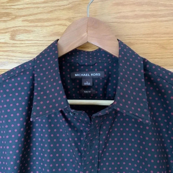 MICHAEL KORS Polka Dot Button Down Shirt Size L - Picture 5 of 11